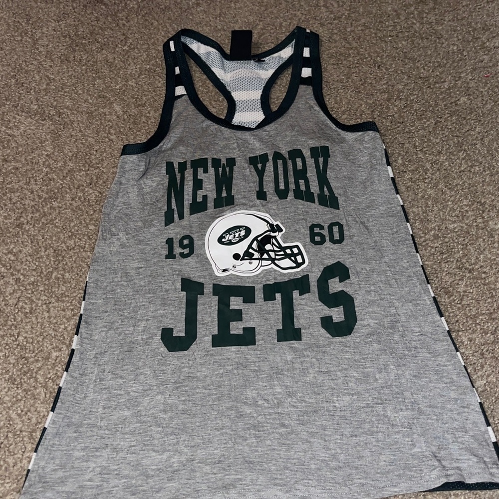 NFL NY Jets Team Apparel Green and White Mesh Tank - Picture 1 of 5